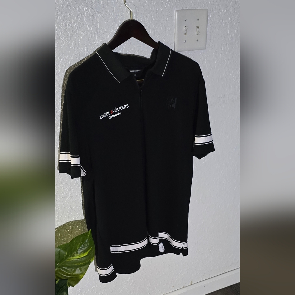 Karl Lagerfeld Black Tee with White Stripes